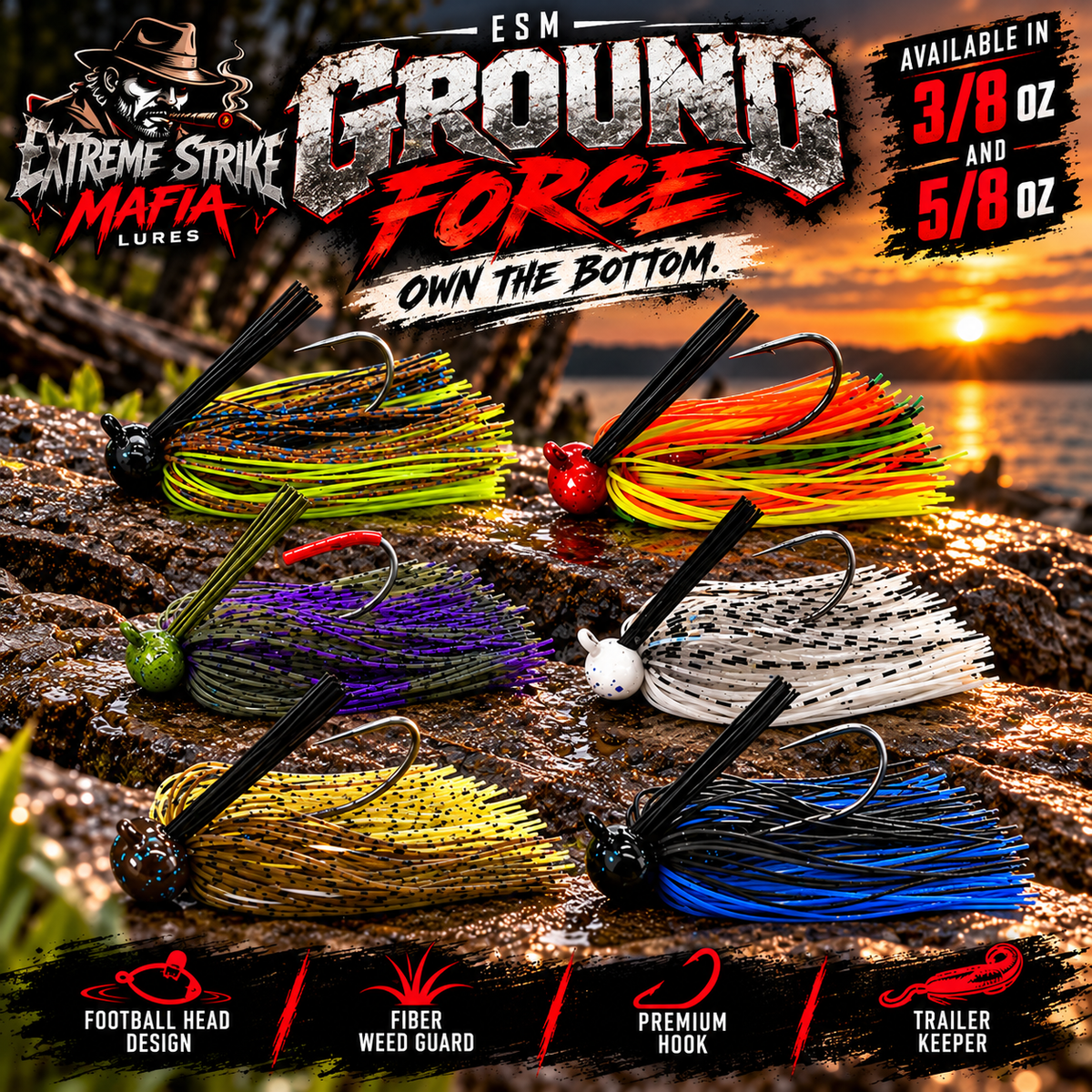 The GROUND FORCE!!! Football Skirted Jigs