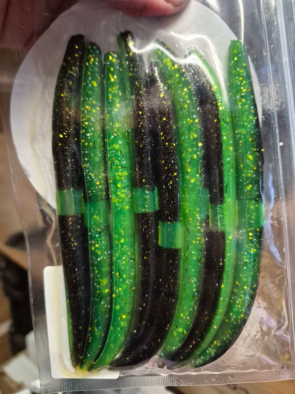 The ENFORCER 5"stick bait with reinforced hook sleeve Black chartreuse
