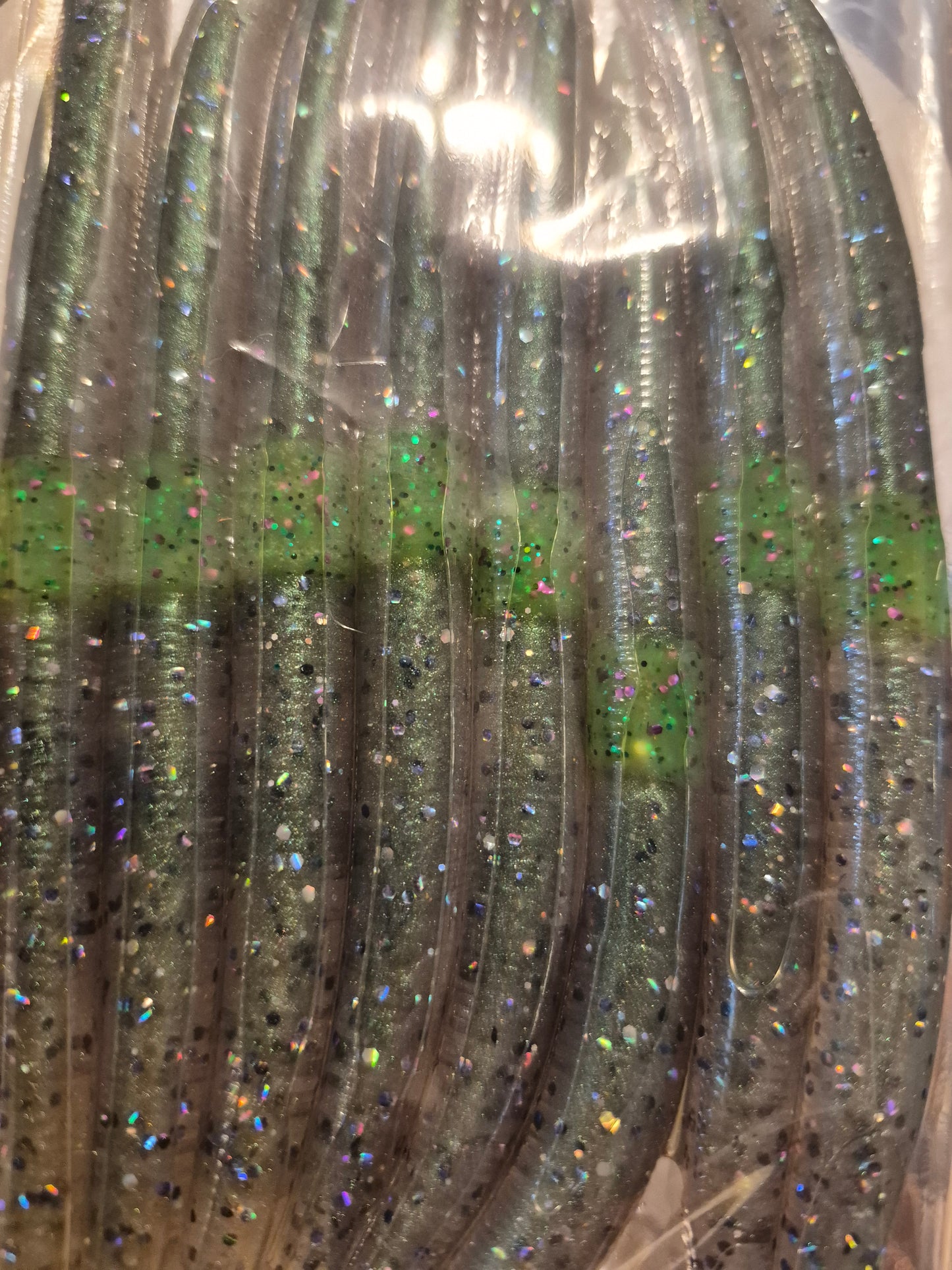THE ENFORCER 5"stick bait with reinforced hook sleeve GREEN PEARL SMOKE.