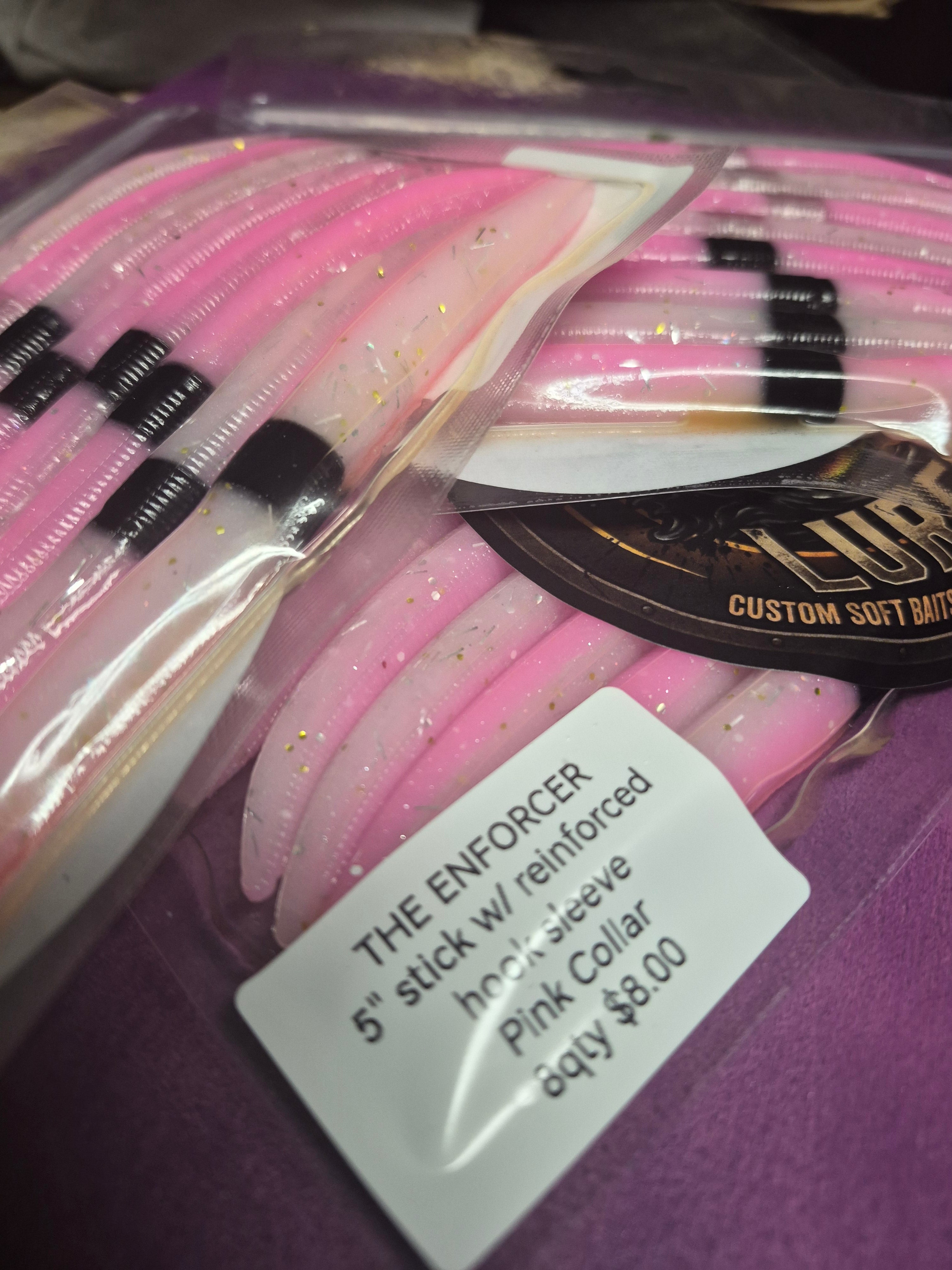 THE ENFORCER 5"stick bait with reinforced hook sleeve Pink Collar