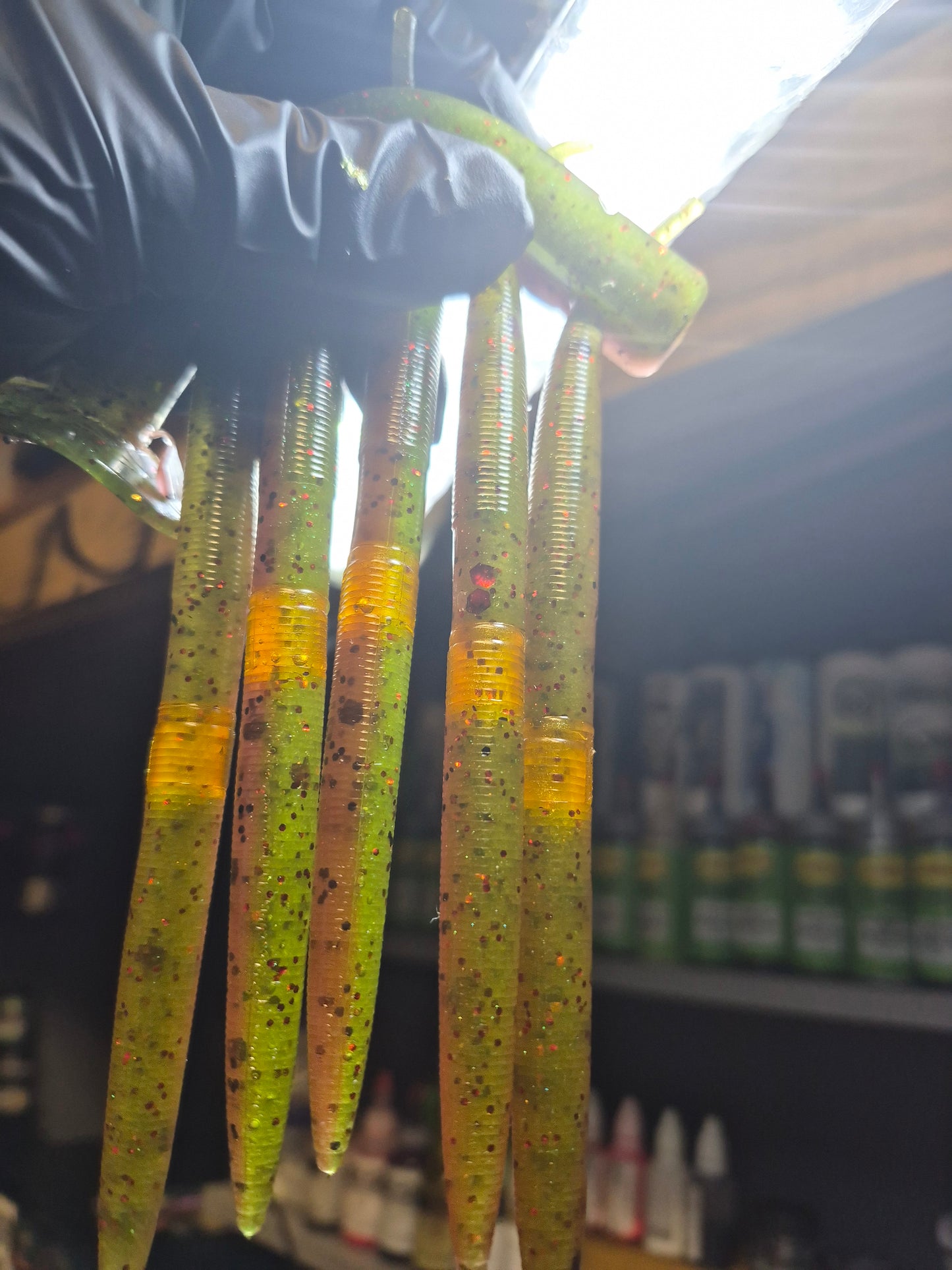 THE ENFORCER 5"STICK bait with reinforced hook sleeve. BROWN PUMPKIN/WATERMELON RED