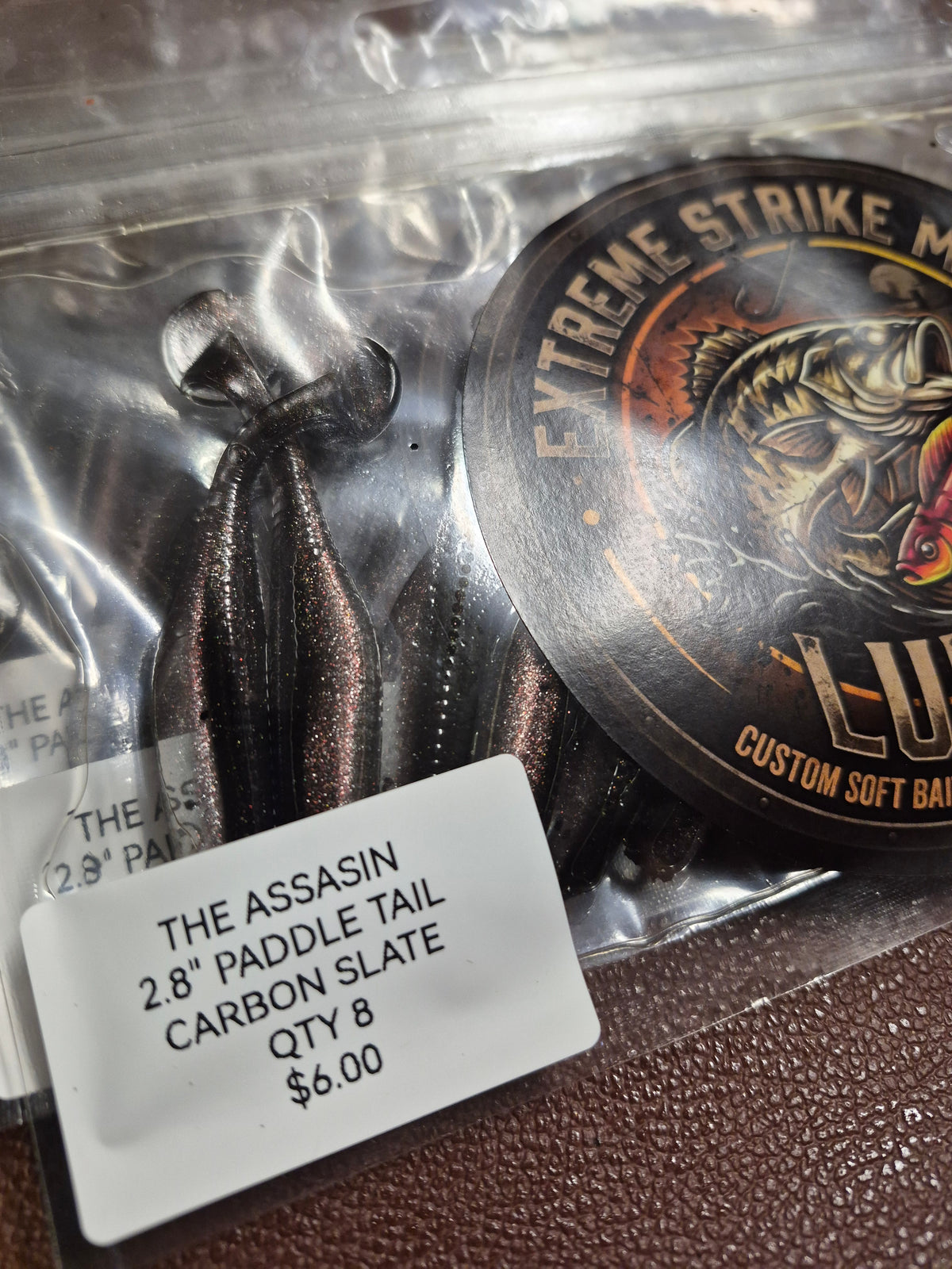 THE ASSASIN  2.8" Paddle tail swim bait CARBON SLATE 8PK