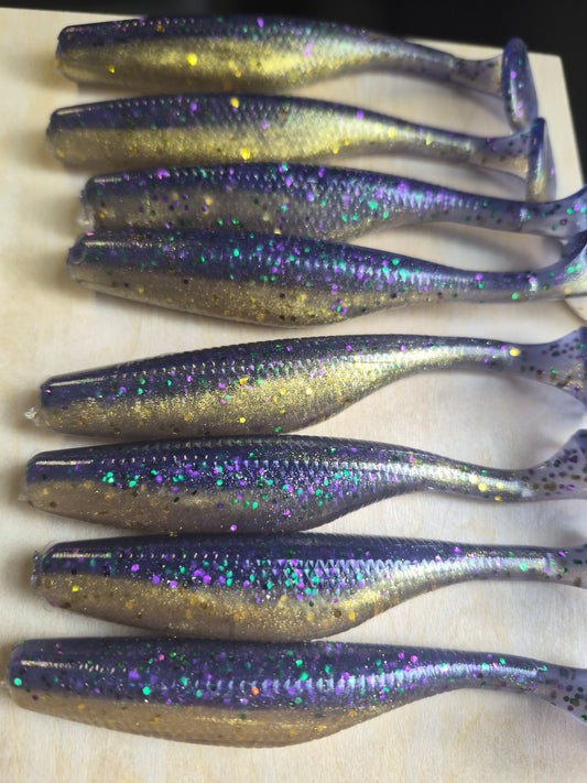 3.8" Assassin swimbait MARDI GRAS 8pk