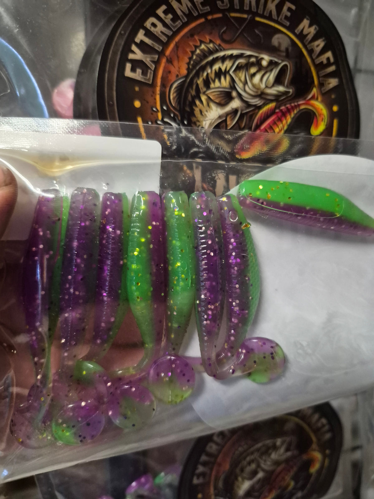 THE ASSASIN 2.8" Paddle tail swim bait MARDI GRAS 8PK