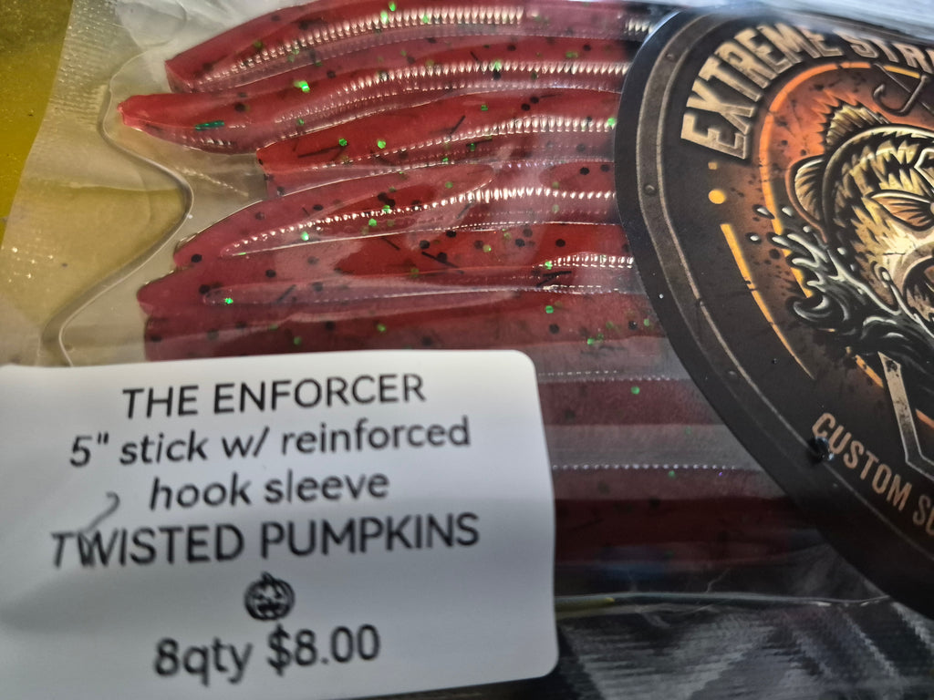 THE ENFORCER 5"stick bait with reinforced hook sleeve TWISTED PUMPKINS 🎃