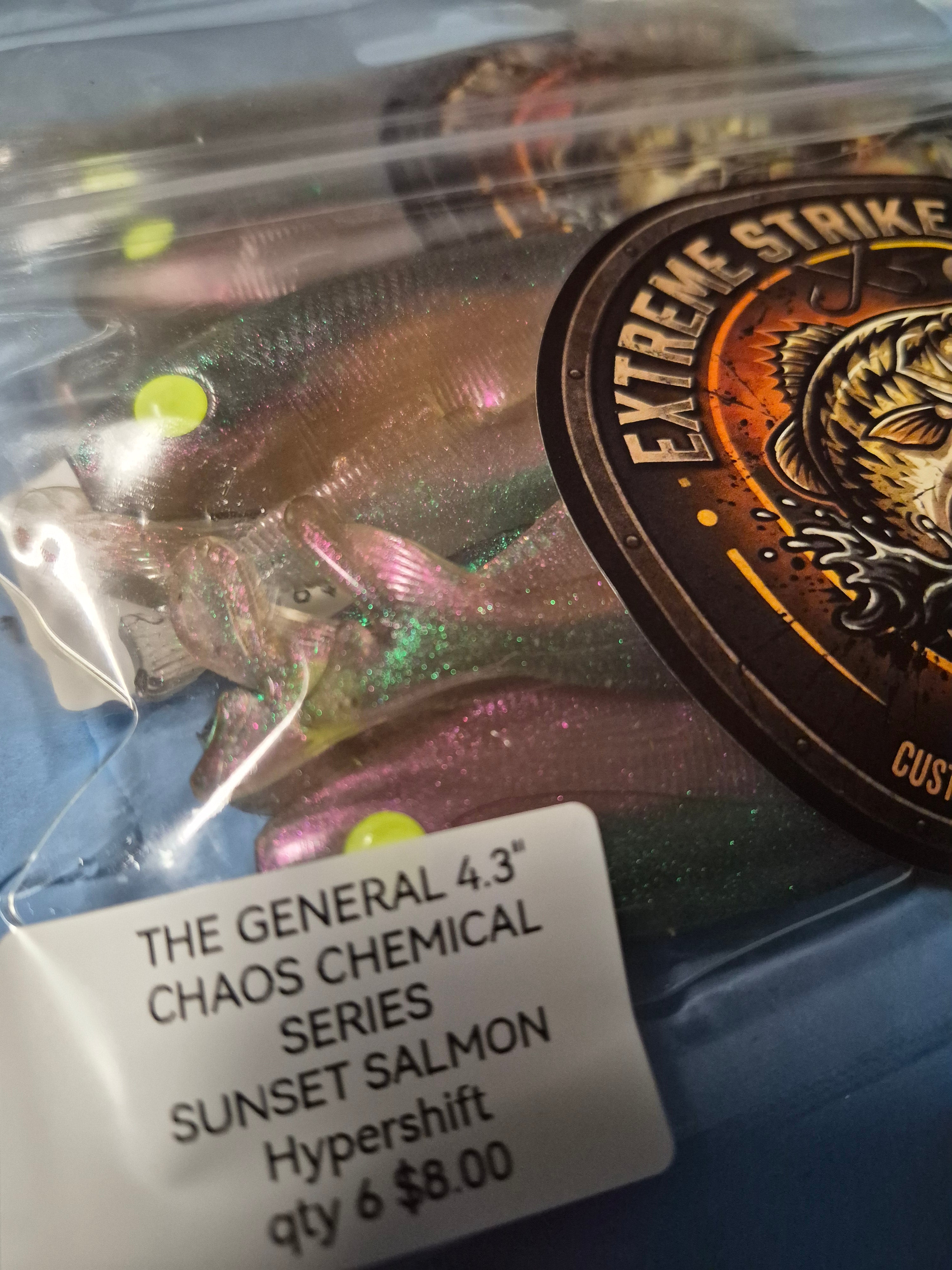 The General 4.3" epic slay baits. SUNSET SALMON color shift
