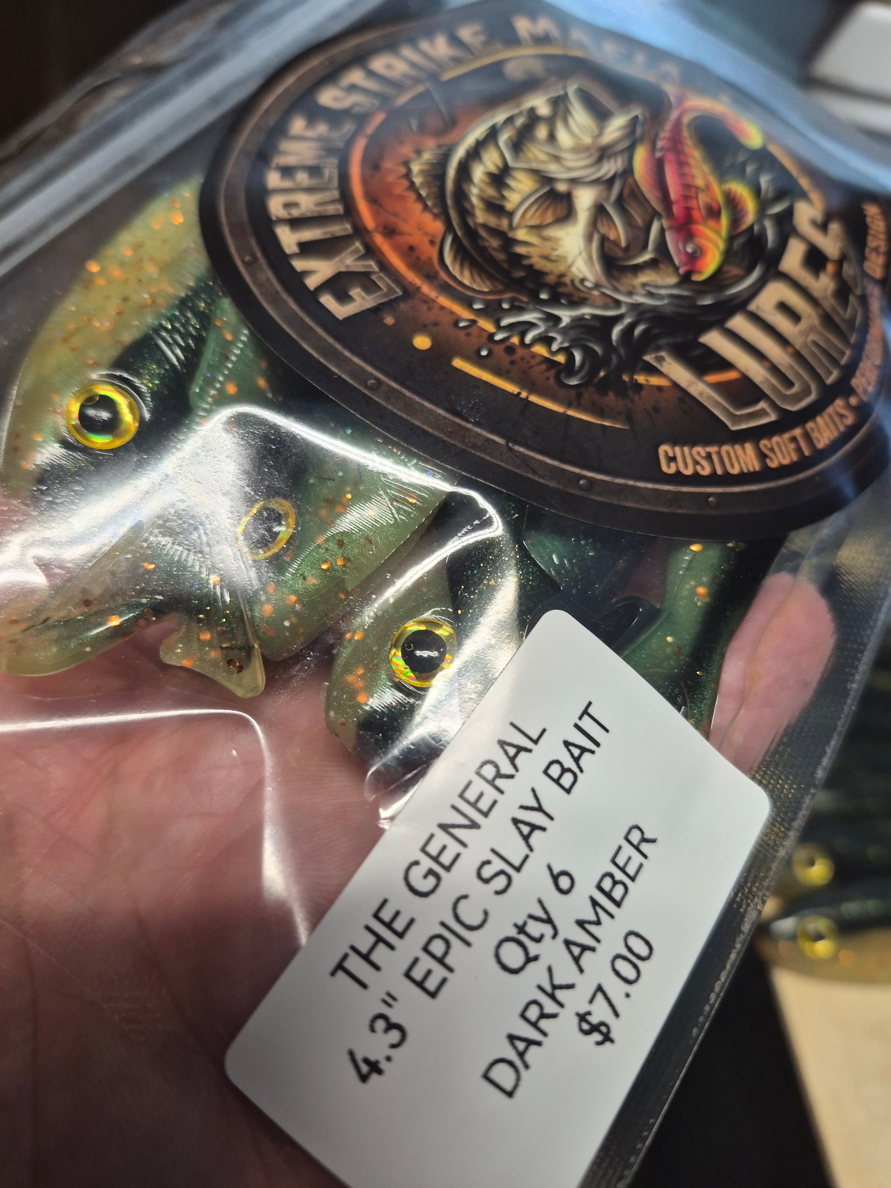 THE GENERAL 4.3 SWIMBAIT with hook recesses DARK AMBER