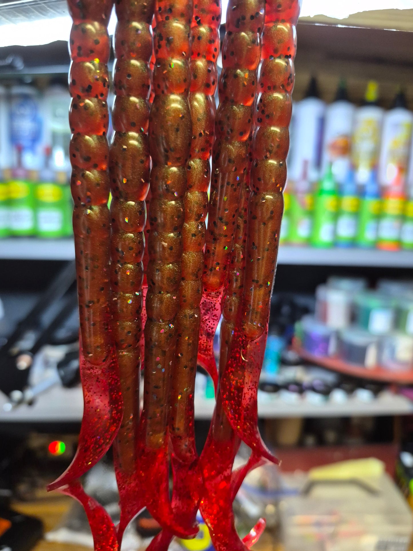 THE LEGEND 10" Ribbon worm CHAMELEON RUBY